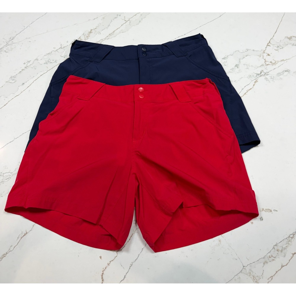 Columbia PFG Women Size 10 Shorts Bundle 2 Pairs Red & Blue Performance Fishing
